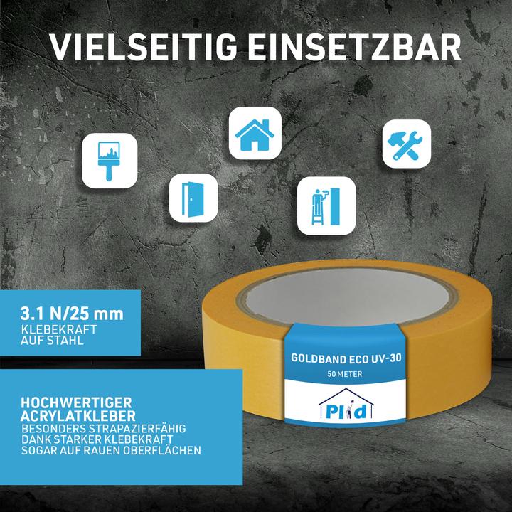 Actual product image Plid Goldband Malerkrepp water-repellent painter's tape wet-strength, 10 rolls (25 mm)