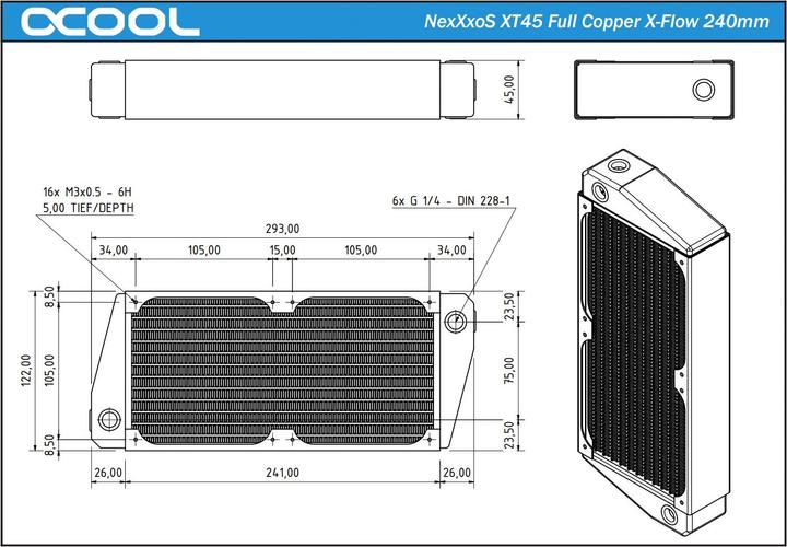 Produktbild Alphacool NexXxoS XT45 Full Copper X-Flow 240mm (120 mm)