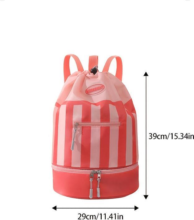 Only-Bags.Store 1 Stück Sportrucksack - Gestreift, Nass/Trocken-Trennung, leichte Polyester-Tasche mit