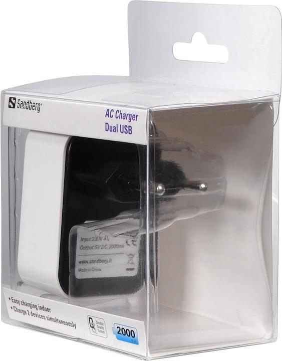 Immagine prodotto Sandberg Caricabatterie AC Dual USB 2.4+1A EU