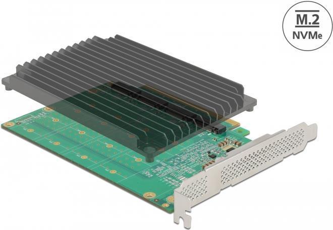 Actual product image Delock PCI Expr x16 card > 4x int NVMe M.2 Key M heat sink