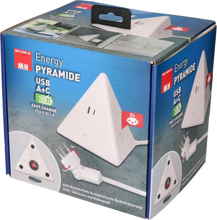 Actual product image Max Hauri Pyramid Soft-Touch surface (4 x, USB-A, USB-C, Type 12, 2.50 m)