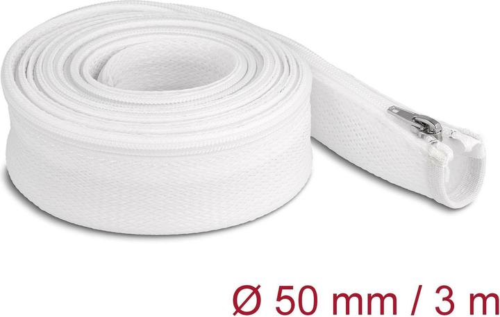 Immagine prodotto Delock Tubo intrecciato con cerniera resistente al calore 3 m x 50 mm bianco (Tubo cavi, 300 cm)