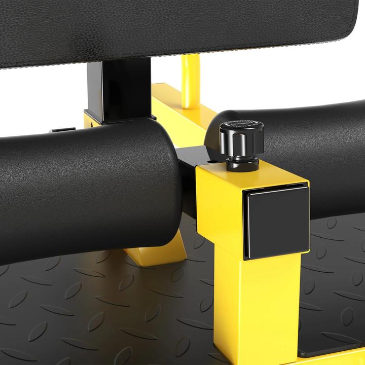 Produktbild Homcom Sissy Squat 3 in 1 Bein-Bauch-Gesäss-Trainer verstellbar bis 120 kg Stahl Gelb+Schwarz 50x97x44,5–56
