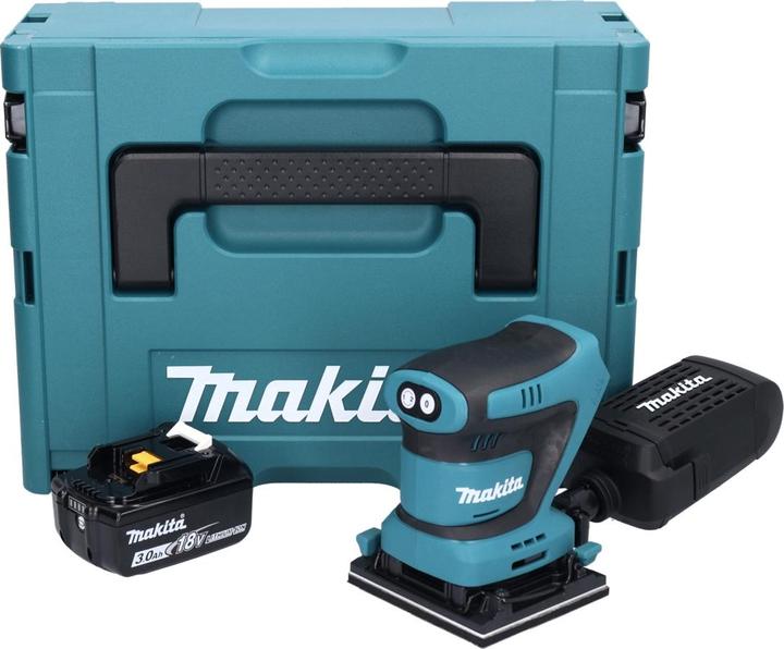 Produktbild Makita DBO 480 F1J Akku Schwingschleifer 18 V 112 x 102 mm + 1x Akku 3,0 Ah + Makpac - ohne (Schwingschleifer)