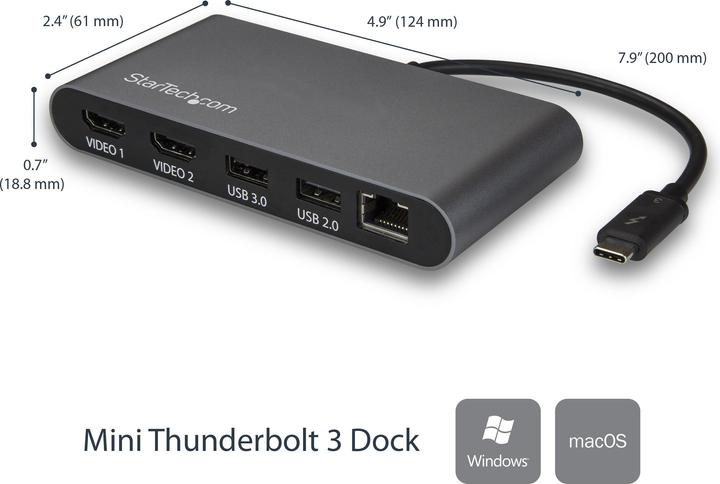 Image du produit StarTech TB3DKM2HD (USB-C, 1 Ports)