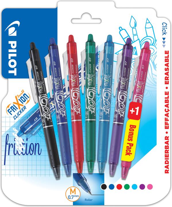 Pilot FriXion Clicker Set de 7 pièces (Multicolore, 7 x)