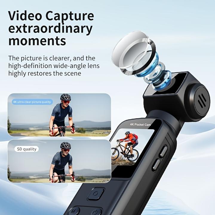 Produktbild PhoneLook 4K Tragbare Actionkamera mit 270° Rotationsobjektiv, Leicht, Wiederaufladbar für Vlogging und Reisen (Bluetooth, WLAN)