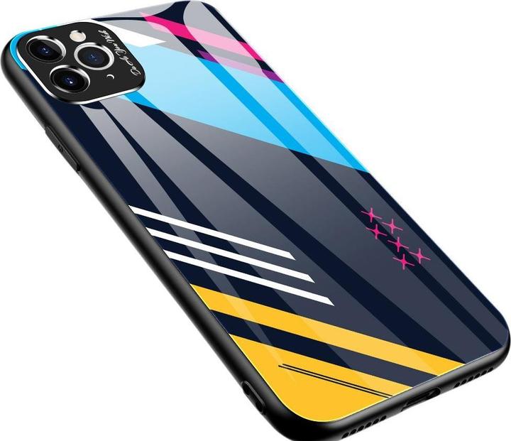 Immagine prodotto Hurtel Cover in vetro colorato con supporto in vetro temperato per fotocamera iPhone 11 Pro Max modello 2 (Apple iPhone 11 Pro Max)