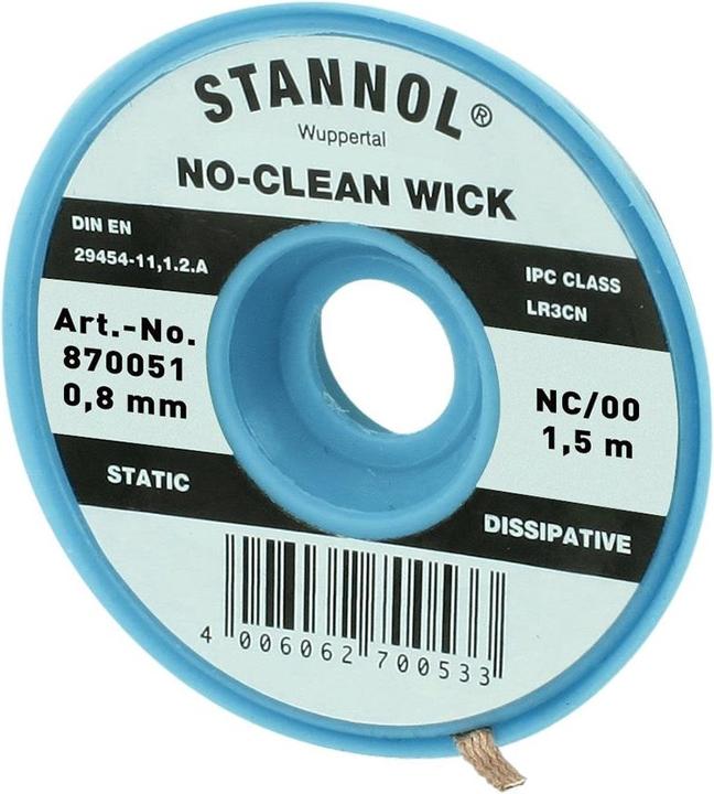 Immagine prodotto Stannol Filo dissaldante NC-BB Filo dissaldante 0,8 mm x 1,5 m senza alogeni (Set per dissaldare)