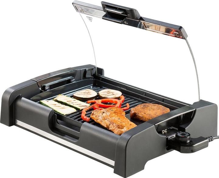 Produktbild Rosenstein & Söhne Tischgrill mit Glasdeckel, Keramik-beschichtete Grillplatte
