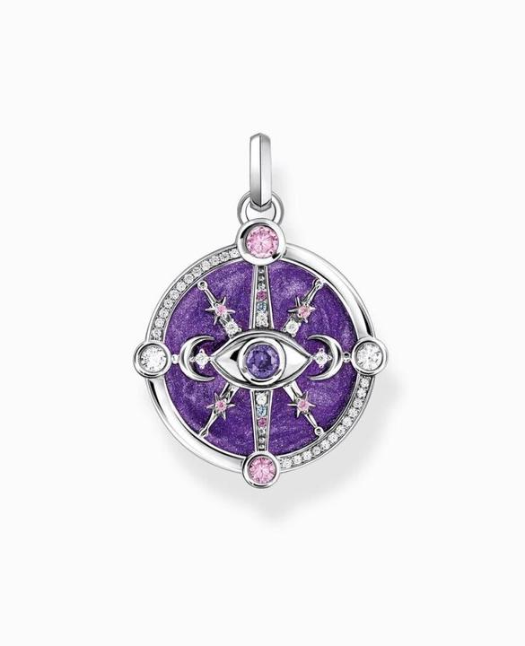 Immagine prodotto Thomas Sabo Ciondolo occhio con dettagli cosmici e pietre colorate in argento annerito (Argento 925, Smalto)