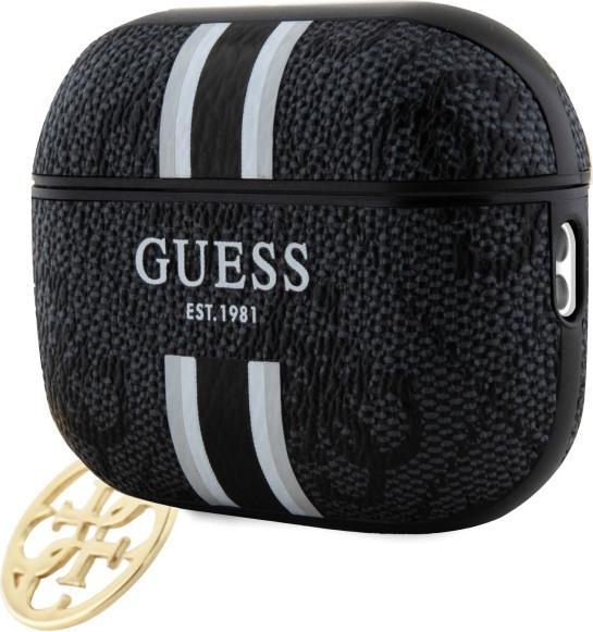 Actual product image Guess GUAP2P4RPSK AirPods Pro 2 (2022/2023) cover czarny/black 4G Printed Stripes Charm (Headphone bag)