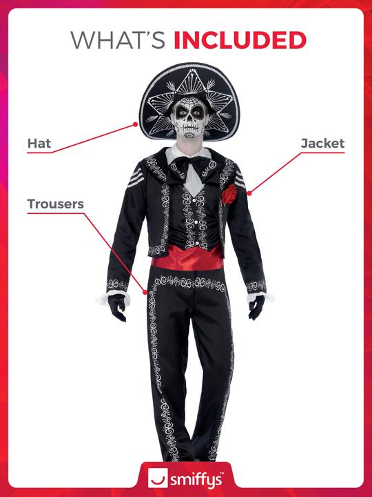 Actual product image Smiffys Day Of The Dead - Dia De Los Muertos - Senor Bones (XL)