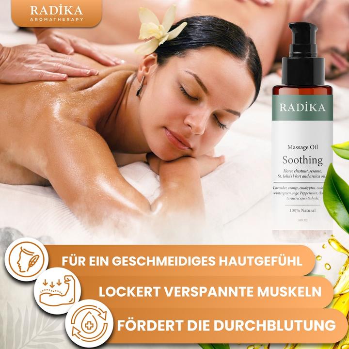 Produktbild Radika Massageöl, Beruhigendes Massage-Öl, 100% Rein, BIO, natürlich, 100 ml (100 ml)