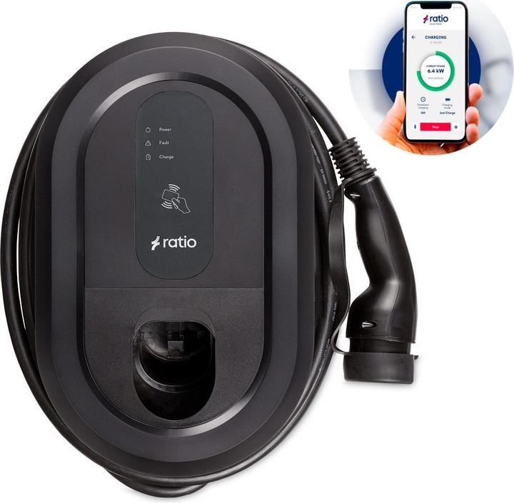 Produktbild Ratio Electric io6 Laadstation 5 meter vaste laadkabel 3 fase 16-32A (Typ 2, 22 kW, 32 A, Fest verdrahtet)