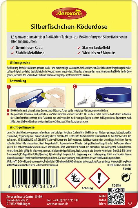Actual product image Aeroxon Silverfish bait box