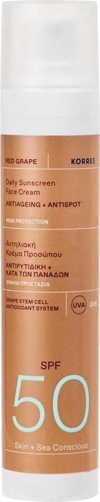 Actual product image Korres Red Grape Daily Sunscreen Face Cream Antiageing + Antispot SPF 50 (Sun cream face, SPF 50, 50 ml, 50 g)