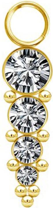 Star Piercing Anhänger vergoldet vier Kristalle silber mit Kugeln (ohne Messing, Chirurgenstahl 316L)