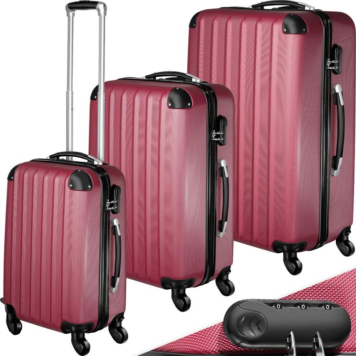tectake Hartschalenkofferset (95 l, M (50 - 90l), L (90 - 115l))