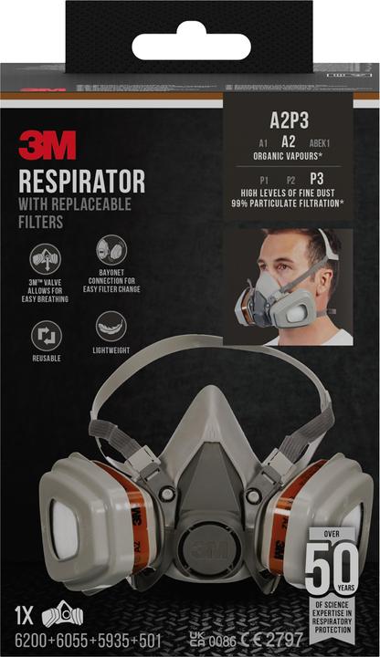 Actual product image 3M Respirator mask (A2P3, 1 x)