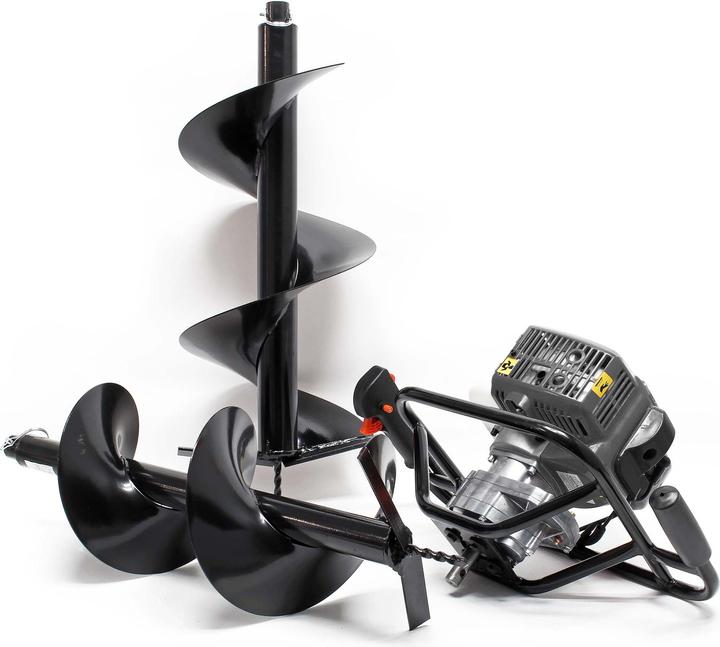 Produktbild Wiltec Set Erdlochbohrer 1,4kW 250mm 300mm Bohrschnecken 52cm³ Erdbohrgerät Benzin