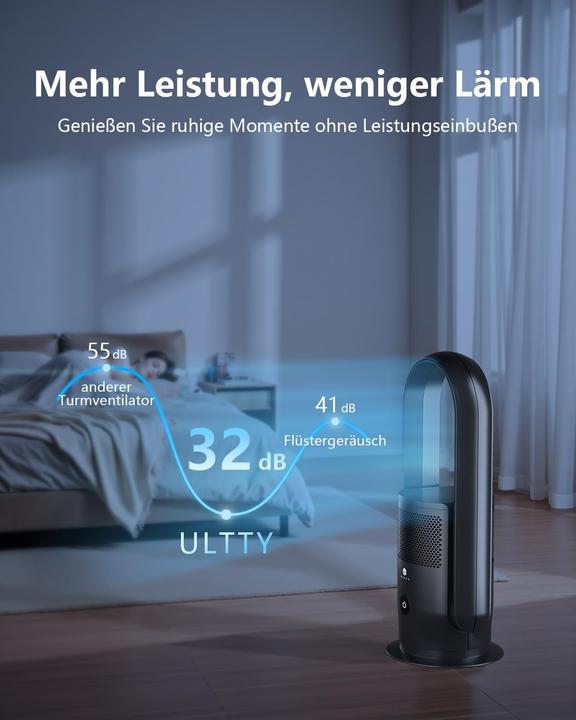 Actual product image U Ultty Rotorloser Turmventilator mit Luftreiniger und HEPA Filter (32 dB)