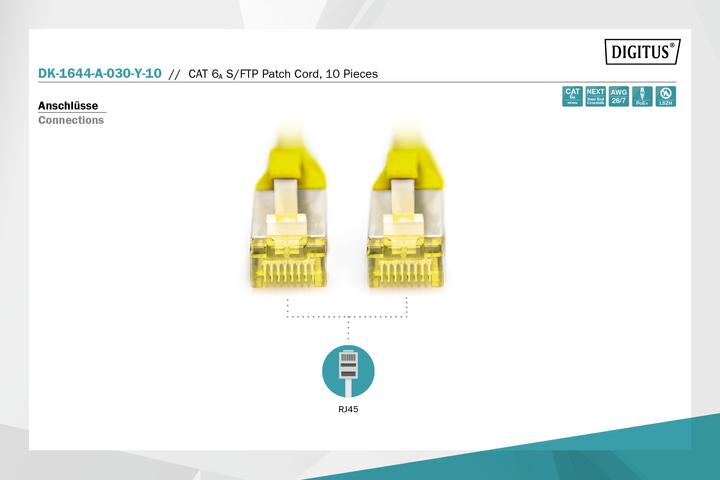 Actual product image Digitus CAT 6A S/FTP patch cord, 10 pieces (S/FTP, CAT6a, 3 m)