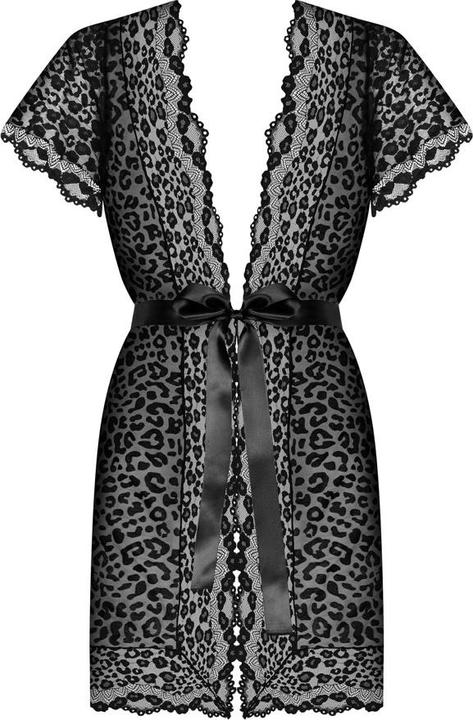 Produktbild Obsessive Kurzer Peignoir aus Spitze mit Samt-Leoparden-Print-Muster (L, XL)