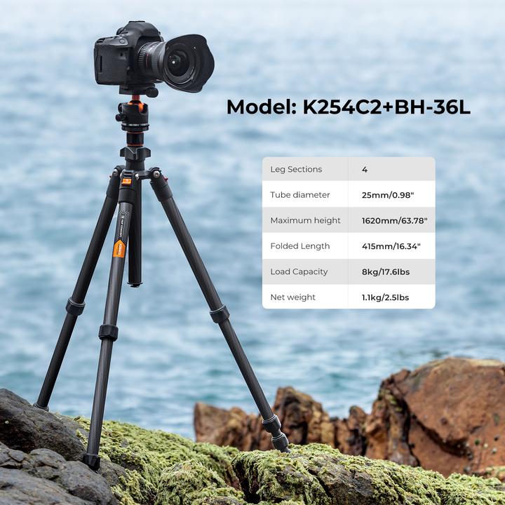 Image du produit K&F Concept Tripode K254C2+BH-36L (Carbone)