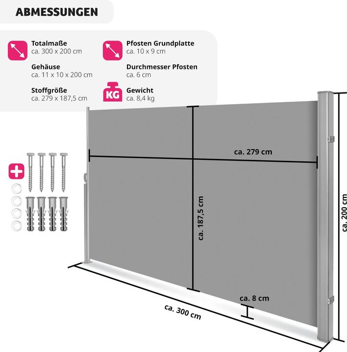 Actual product image tectake Side awning (3 m)