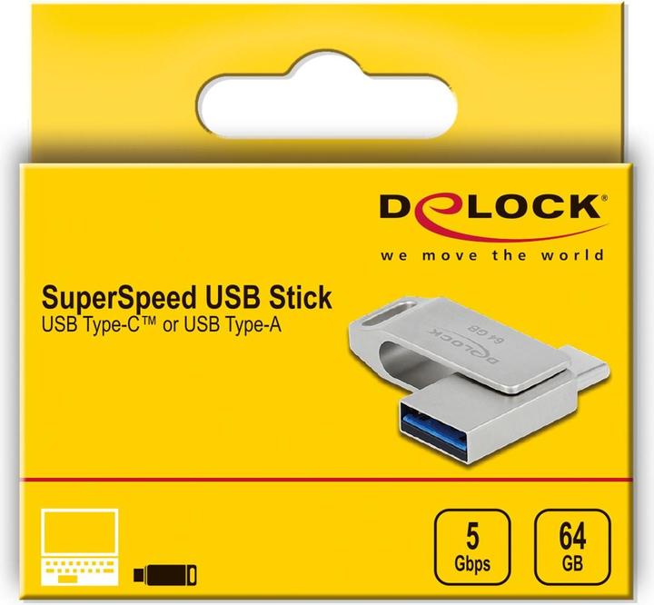 Actual product image Delock USB flash drive (64 GB, USB-A, USB-C)