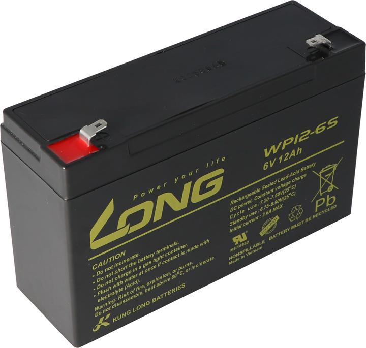 Actual product image Kung Long WP12-6S Blei Akku 6 Volt 12Ah mit Faston Kontakt 4,8mm (6 V, 12 Ah)