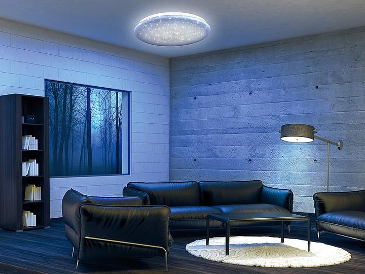 Produktbild Luminea WLAN-Sternen-Deckenleuchte für Siri, Alexa, GA, CCT, 36 Watt, Ø 48 cm (2500 lm)