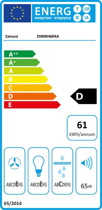 Label énergétique Zanussi ZHB90460XA (Hotte murale)