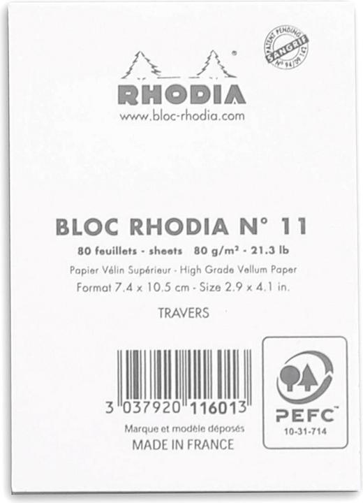 Actual product image Rhodia Blocks stapled 80g Basics (A7, Lined)