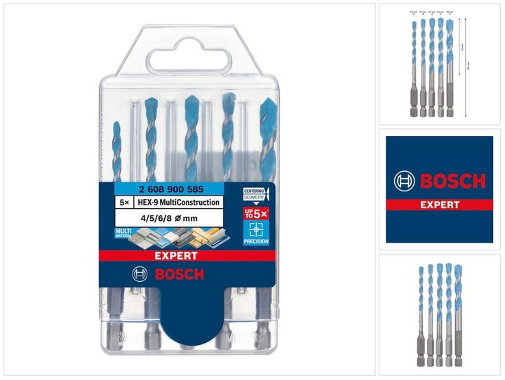 Actual product image Bosch Professional Zubehör EXPERT HEX-9 MultiConstruction drill bit set, 4/5/6/8 mm, 5 pcs. (4, 5, 6, 8 mm)