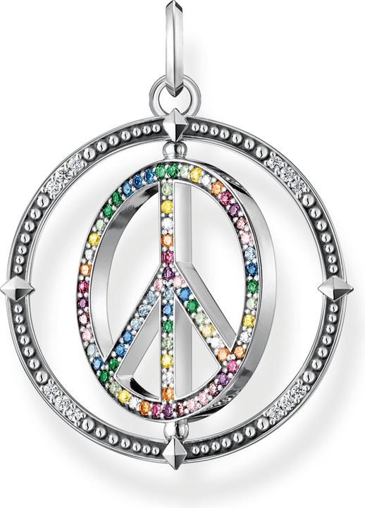 Immagine prodotto Thomas Sabo Ciondolo Segno di Pace con Pietre Colorate Argento Annerito (Argento 925)