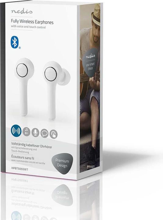 Produktbild Nedis Talk/Music 6h, 18h mit Ladeschale HPBT5055BK, white (6 h, Kabellos)