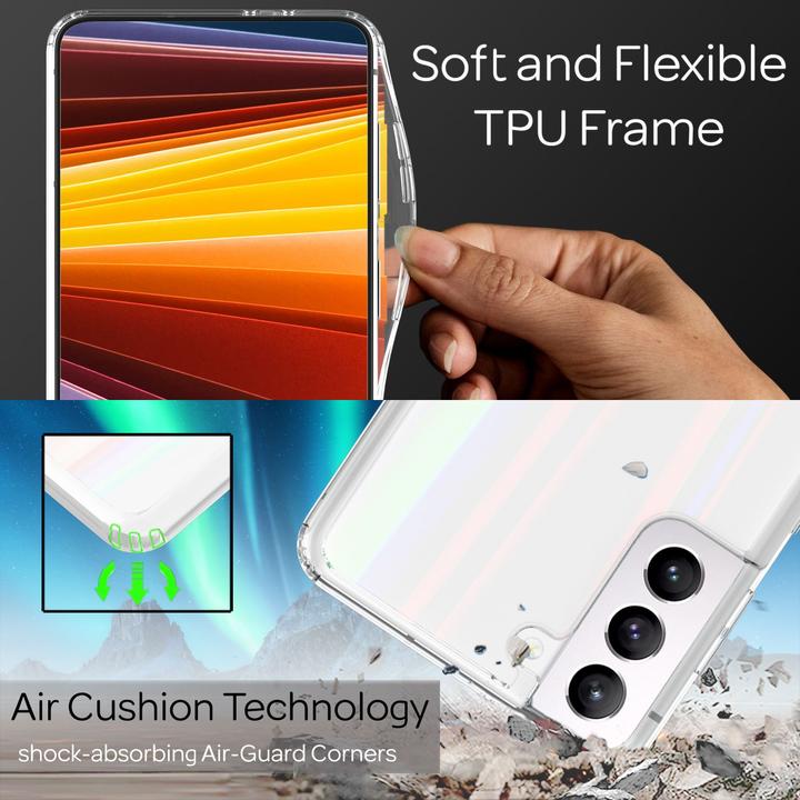 Actual product image Nalia Clear tempered glass hull rainbow effect (Samsung Galaxy S22)