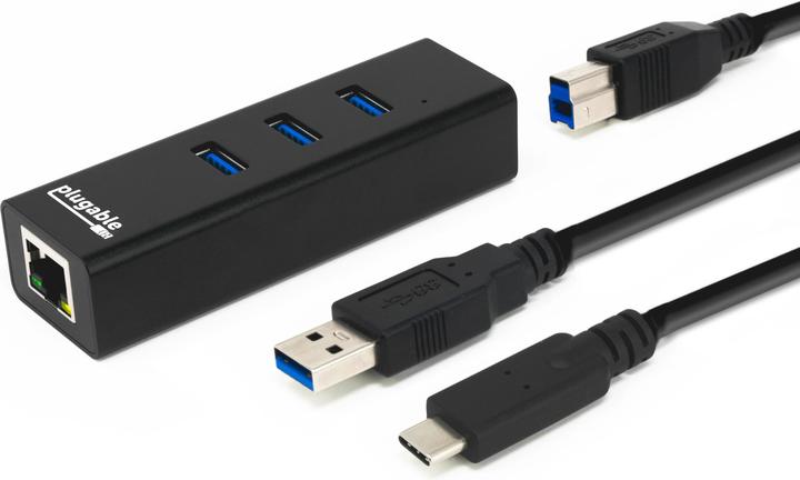 Actual product image Plugable 3 port USB 3.0 Bus Powered Hub (USB-C)