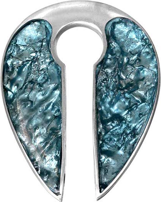 Star Piercing Ohrgewicht Schlüsselloch silber Eistropfen Epoxy aqua (Organisch, Messing)