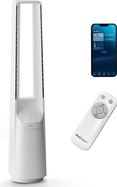 Breeze Rotorloser Smart Home Turmventilator mit WLAN, LED Display (62 dB)