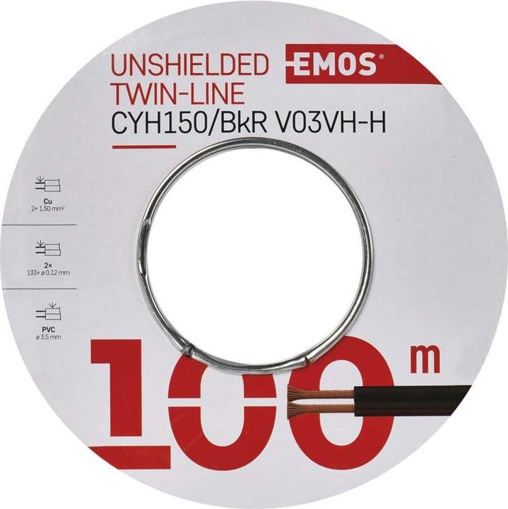 Actual product image Emos UTP cable 2x1.5mm black-red, 100m (100 m)