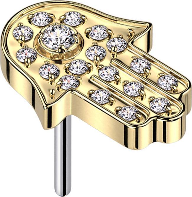 Star Piercing Threadless Hamsa vergoldet Kristalle silber (Titan G23, ohne Messing)