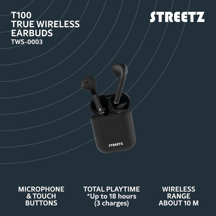 Immagine prodotto Streetz TWS - Auricolari semi-in-orecchio (Nessuna soppressione del rumore, 18 h, Senza fili)