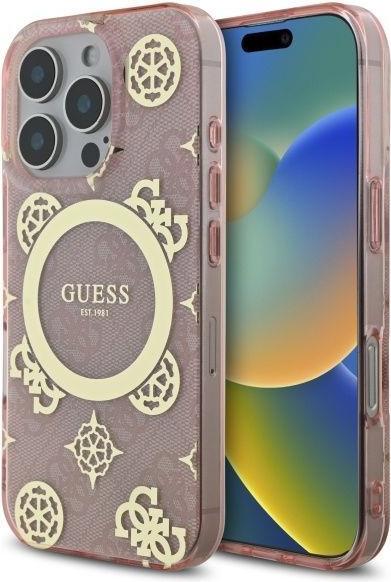 Immagine prodotto Guess GUHMP16LH4PYEEP iPhone 16 Pro 6.3" różowy/rosa custodia rigida IML Peony su sfondo 4G MagSafe (Apple iPhone 16 Pro)
