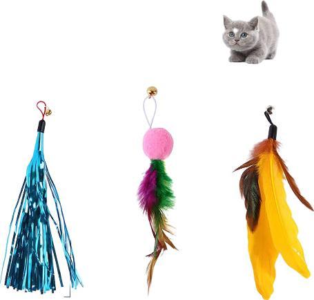 Hermex Katzenangel mit Federanhänger Katzenspielzeug Plüschwedel Katzenstab (Beschäftigungsspielzeug Katze)