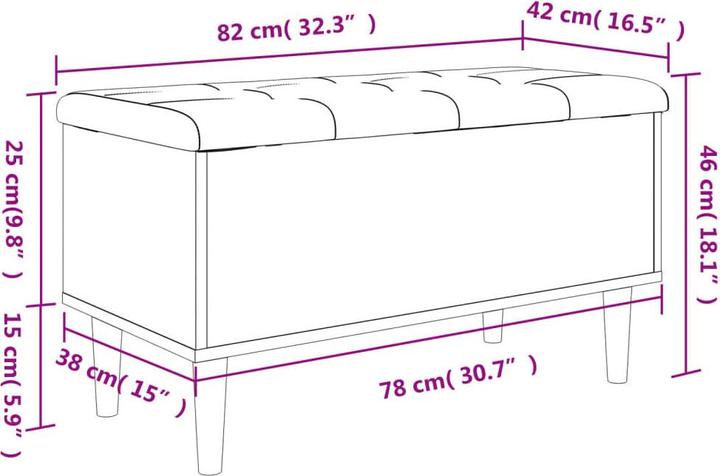 Produktbild VidaXL Sitzbank mit Stauraum Räuchereiche 82x42x46 cm (42 cm)
