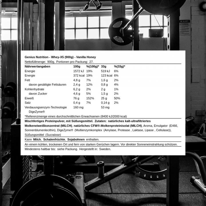Image du produit Genius Nutrition Whey-X5 (Miel à la vanille, 1 pcs, 900.90 g)